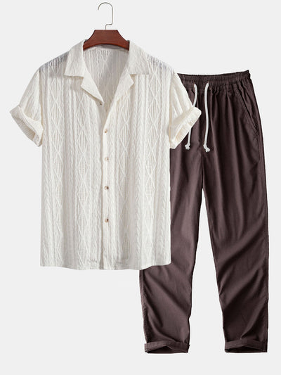Geometric Cuban Shirt & Linen look Pants
