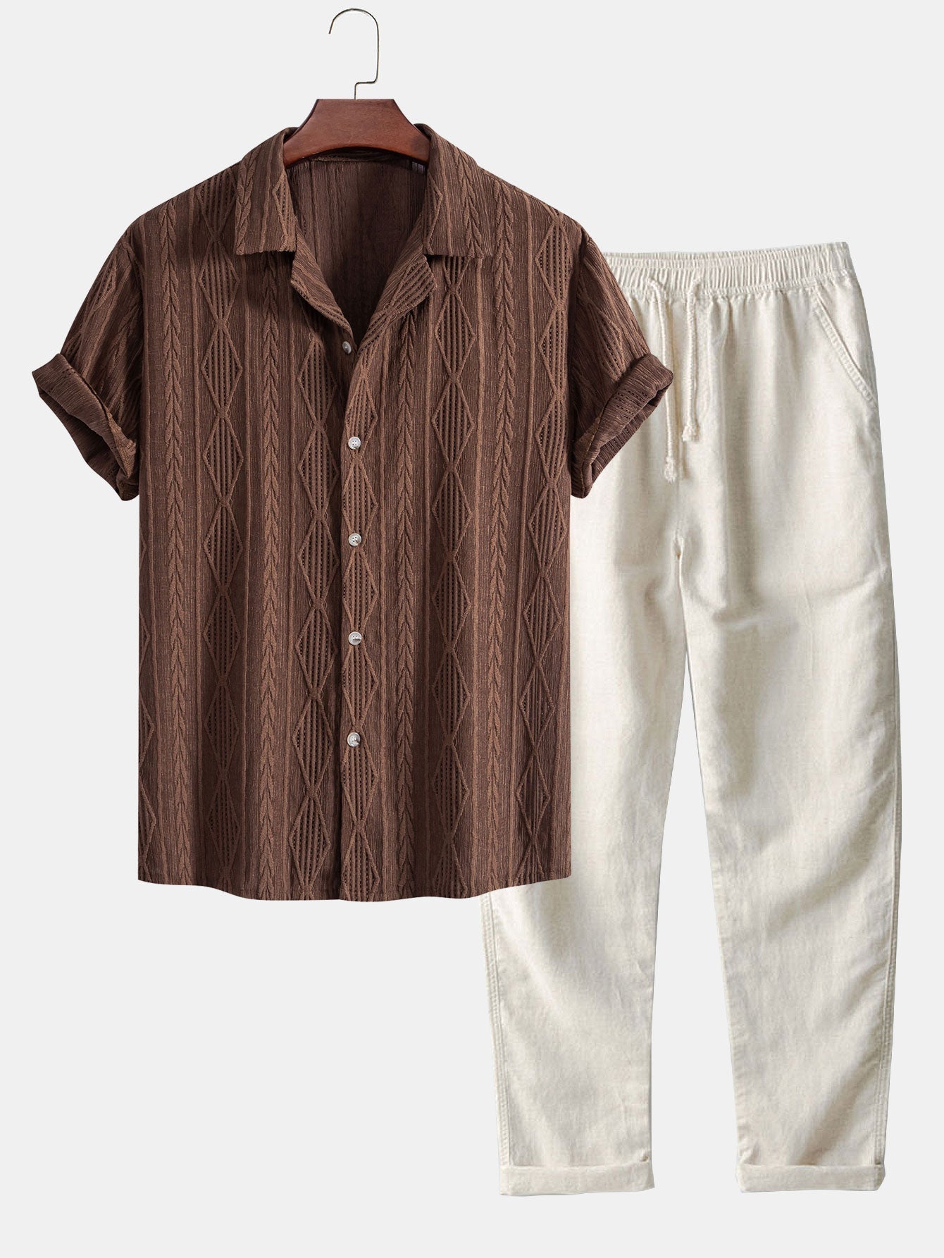 Geometric Cuban Shirt & Linen look Pants