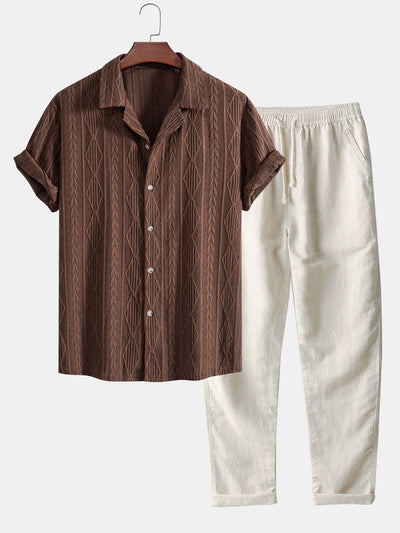Geometric Cuban Shirt & Linen look Pants