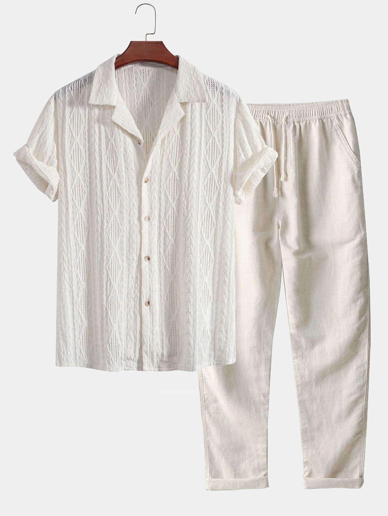 Geometric Cuban Shirt & Linen look Pants