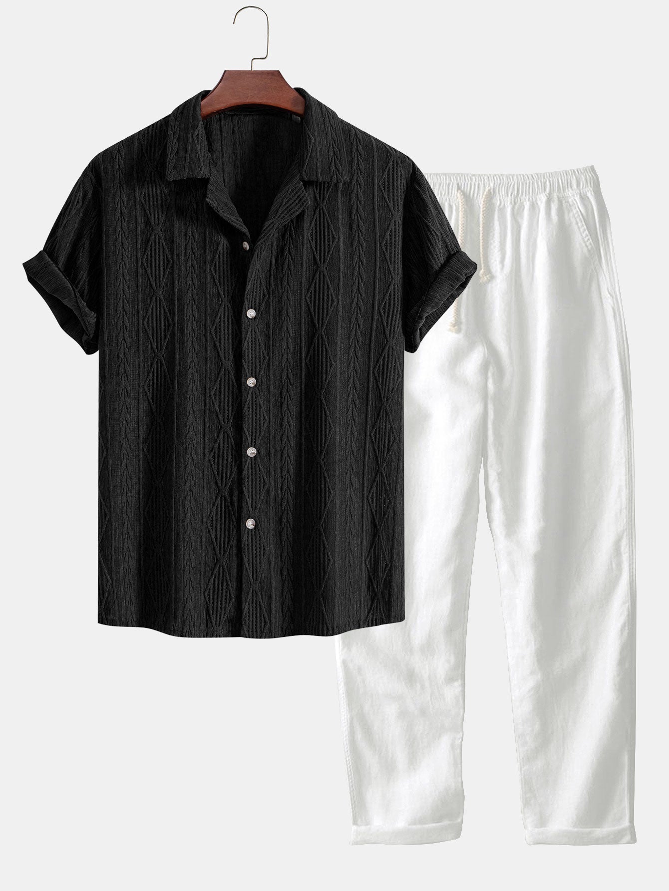 Geometric Cuban Shirt & Linen look Pants