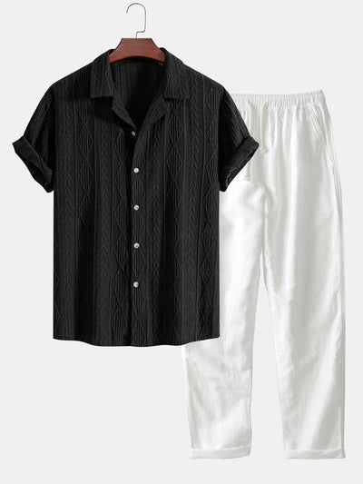 Geometric Cuban Shirt & Linen look Pants