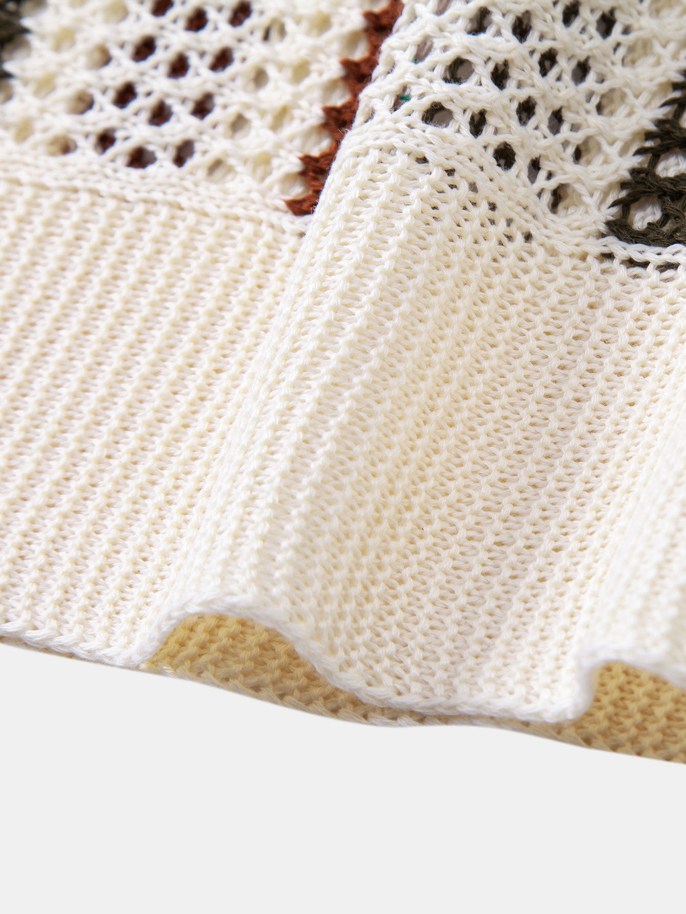 Striped Crochet V Neck Polo & Straight Leg Linen Pants