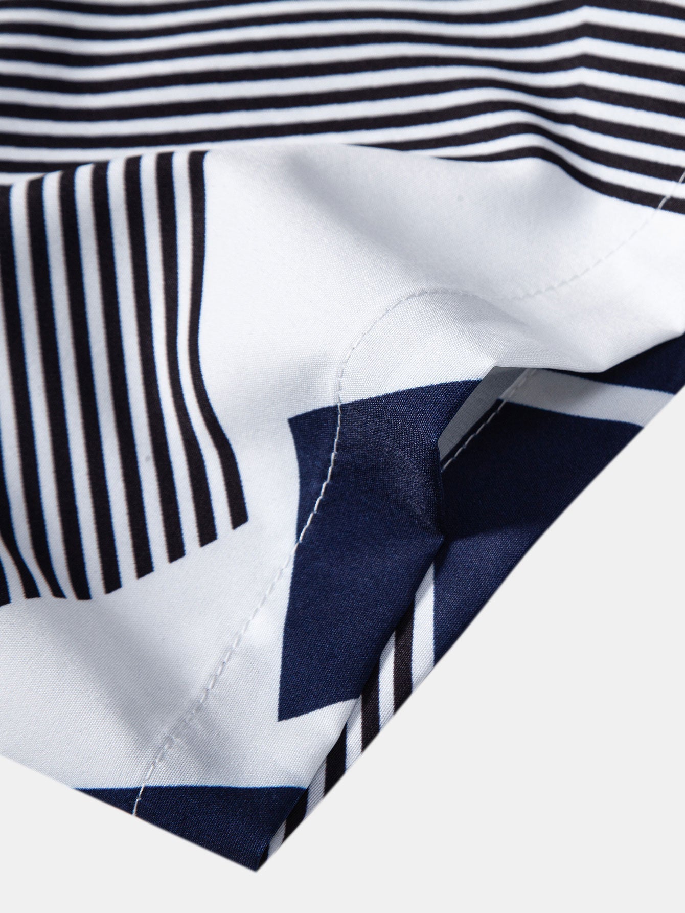 Color Block Geometry Print Button Up Shirt & Swim Shorts