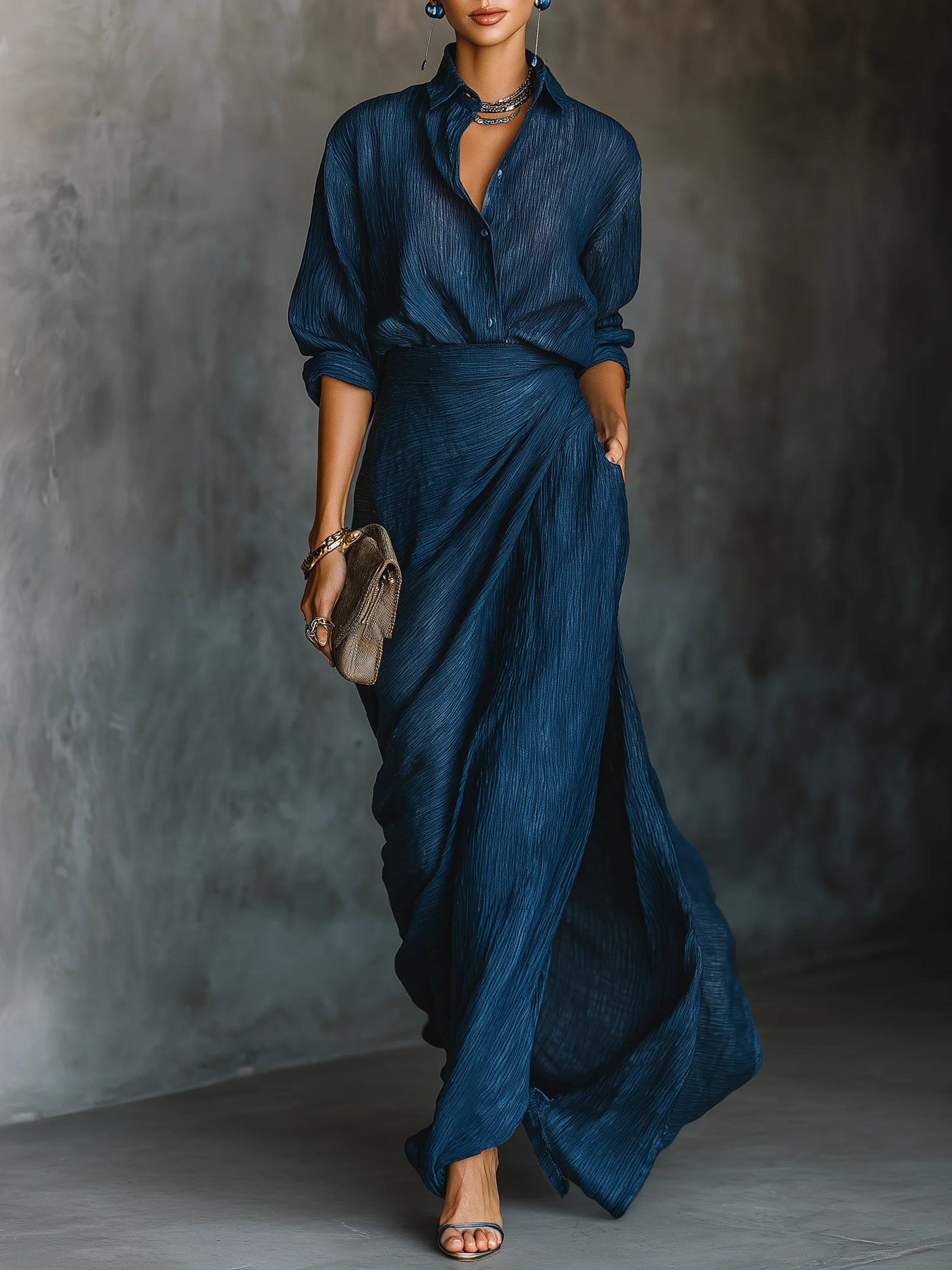 Valeria | Elegant shirt and long skirt set