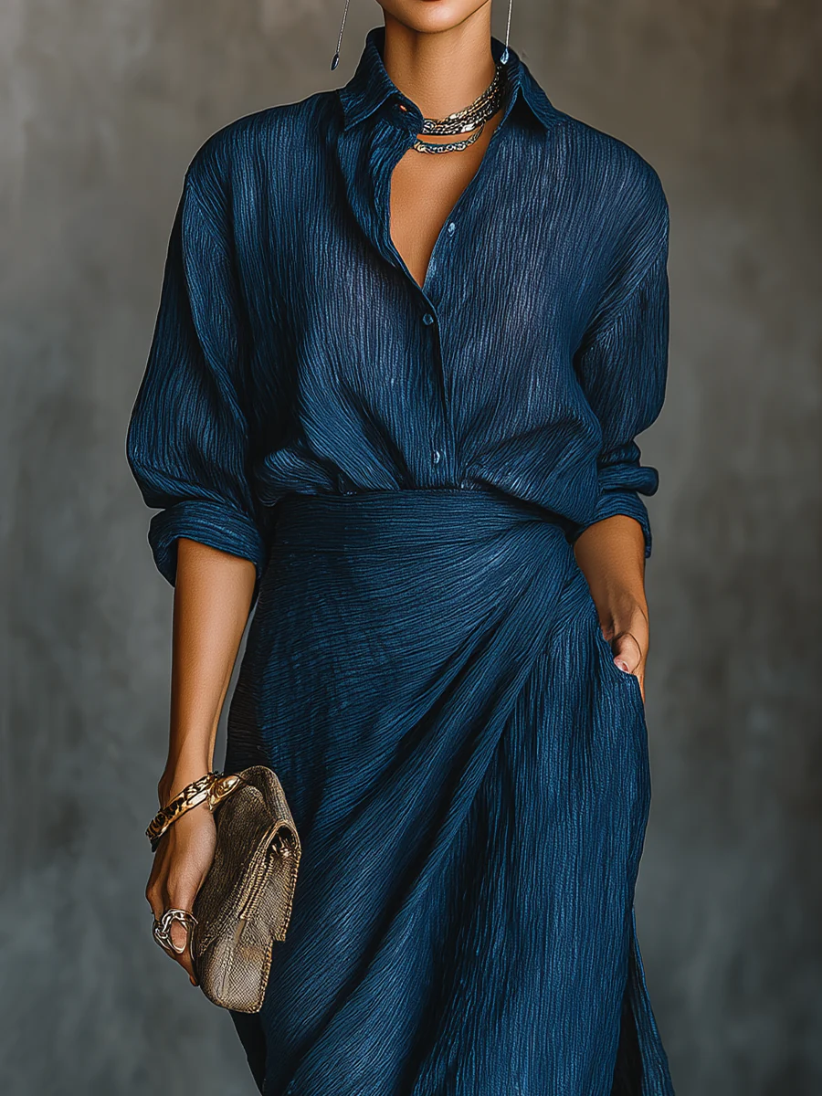 Valeria | Elegant shirt and long skirt set